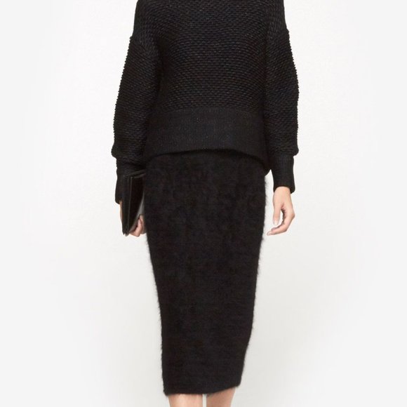 Helmut Lang Dresses & Skirts - Helmut Lang Black Veneered Angora Pencil Skirt